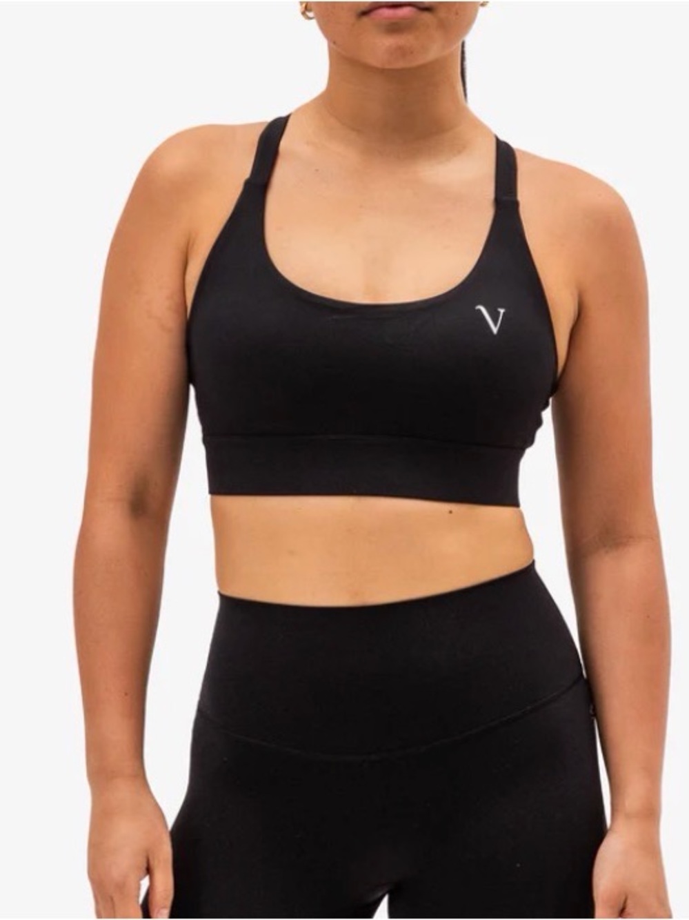 Vitae Ultra Support Strappy Sports Bra Black Ribbed Caged Back S